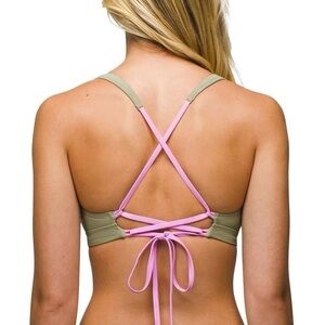 Prana Tulum Colorblock Bikini Top Sporty Swim Top Size Medium